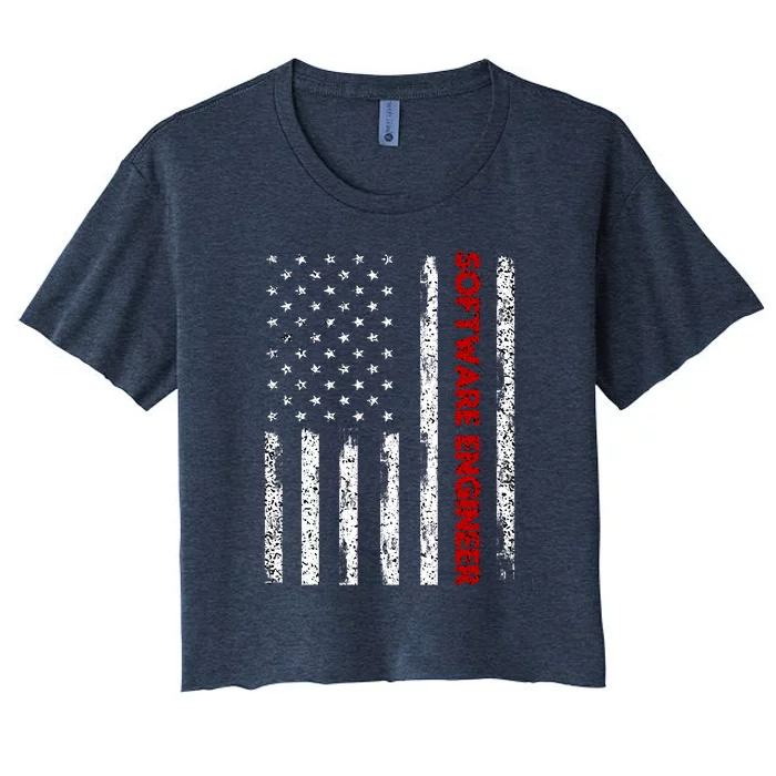 Software Engineer USA Flag Women's Crop Top Tee