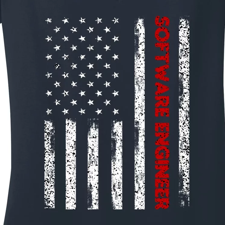 Software Engineer USA Flag Women's V-Neck T-Shirt