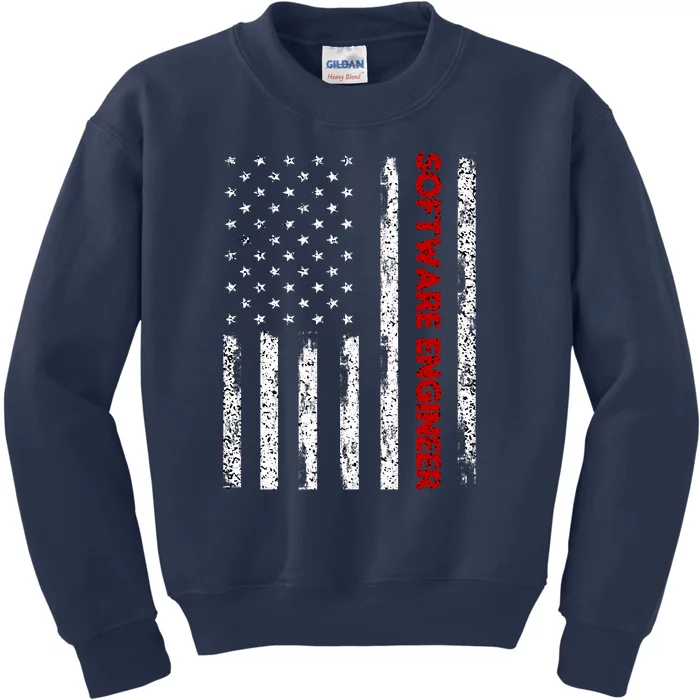 Software Engineer USA Flag Kids Sweatshirt