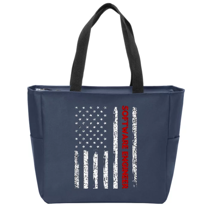 Software Engineer USA Flag Zip Tote Bag