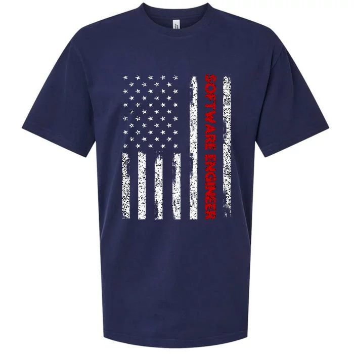 Software Engineer USA Flag Sueded Cloud Jersey T-Shirt