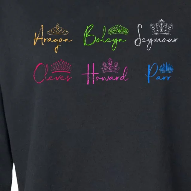 Six Ex Wives Of Henry Viii Signatures & Crowns Cropped Pullover Crew