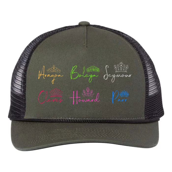 Six Ex Wives Of Henry Viii Signatures & Crowns Retro Rope Trucker Hat Cap