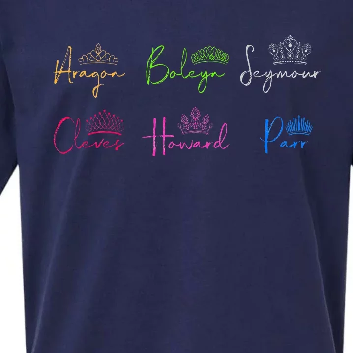 Six Ex Wives Of Henry Viii Signatures & Crowns Sueded Cloud Jersey T-Shirt