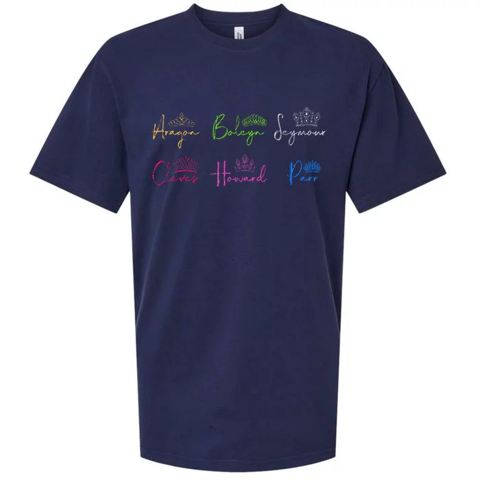 Six Ex Wives Of Henry Viii Signatures & Crowns Sueded Cloud Jersey T-Shirt