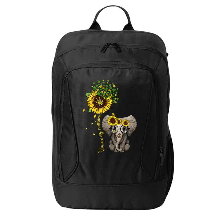 Sunflower Elephant Weed Leaf Canabis 420 Marijuana City Backpack