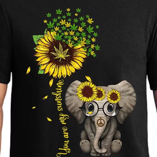 Sunflower Elephant Weed Leaf Canabis 420 Marijuana Pajama Set