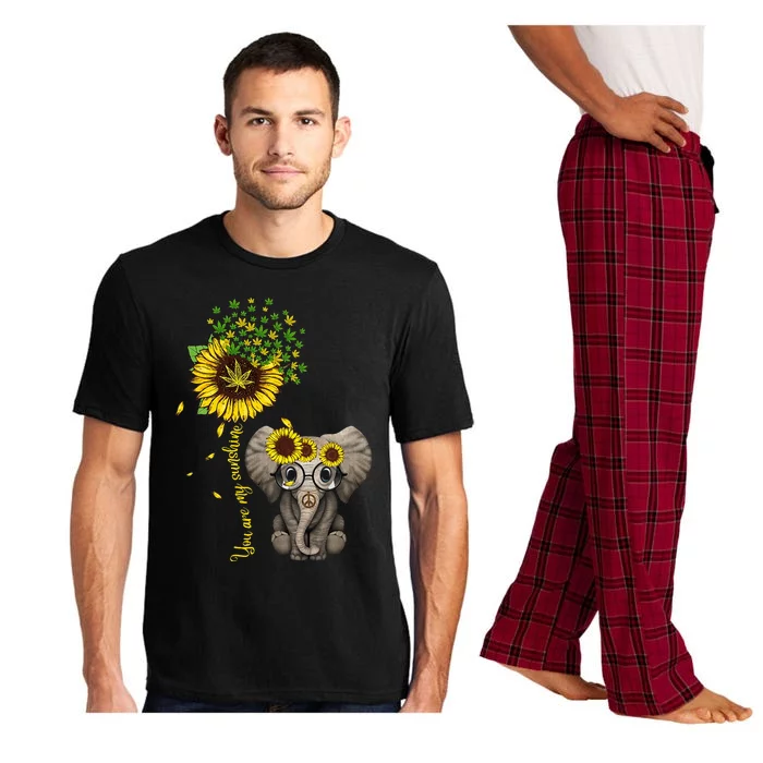 Sunflower Elephant Weed Leaf Canabis 420 Marijuana Pajama Set