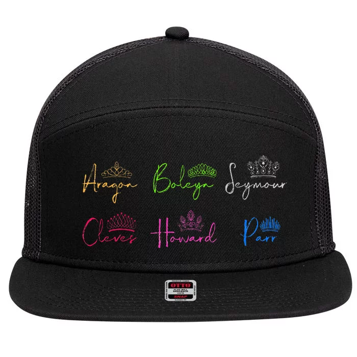 Six Ex Wives Of Henry Viii Signatures & Crowns 7 Panel Mesh Trucker Snapback Hat