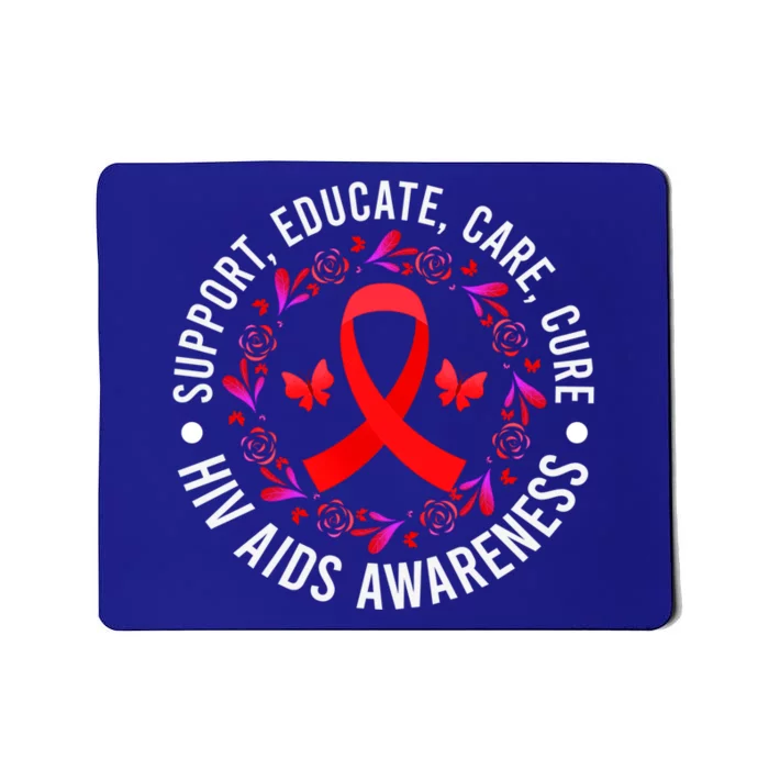 Support Educate World Aids Day Hiv/aids Awareness Red Ribbon Gift Mousepad