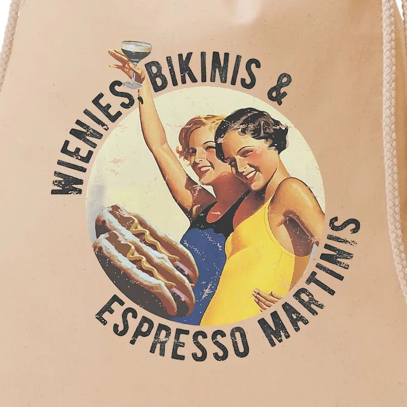 Summer Essentials Wienies Bikinis Espresso Martinis Drawstring Bag