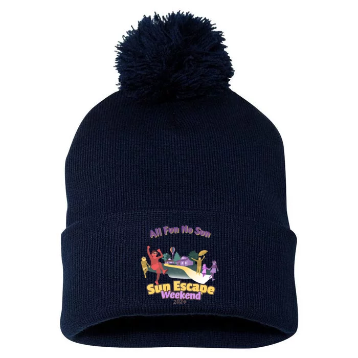 Sun Escape Weekend 2024 Front & Back Pom Pom 12in Knit Beanie