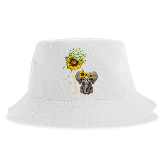 Sunflower Elephant Weed Leaf Canabis 420 Marijuana Sustainable Bucket Hat