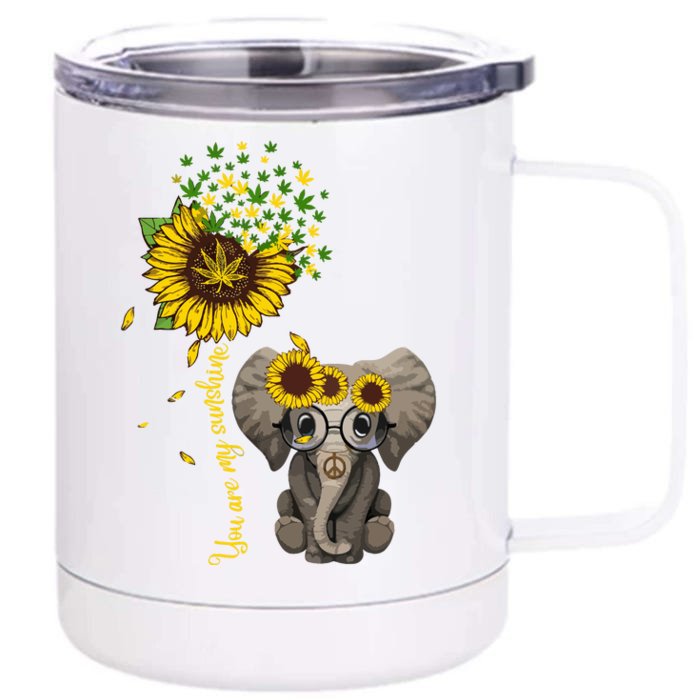 Sunflower Elephant Weed Leaf Canabis 420 Marijuana Front & Back 12oz Stainless Steel Tumbler Cup