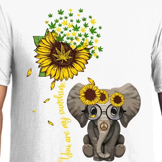 Sunflower Elephant Weed Leaf Canabis 420 Marijuana Pajama Set