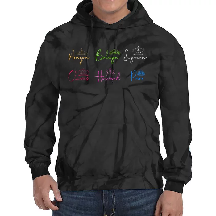 Six Ex Wives of Henry VIII Signatures & Crowns Tie Dye Hoodie