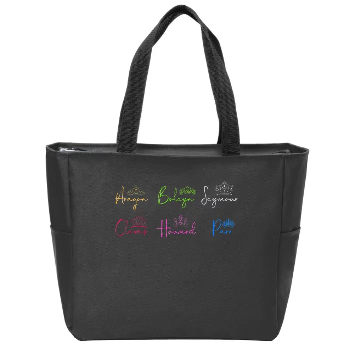 Six Ex Wives of Henry VIII Signatures & Crowns Zip Tote Bag