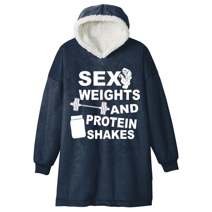 Sex Weights Protein Shakes Hooded Wearable Blanket