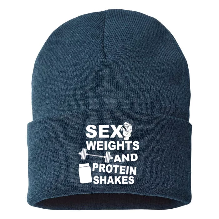 Sex Weights Protein Shakes Sustainable Knit Beanie