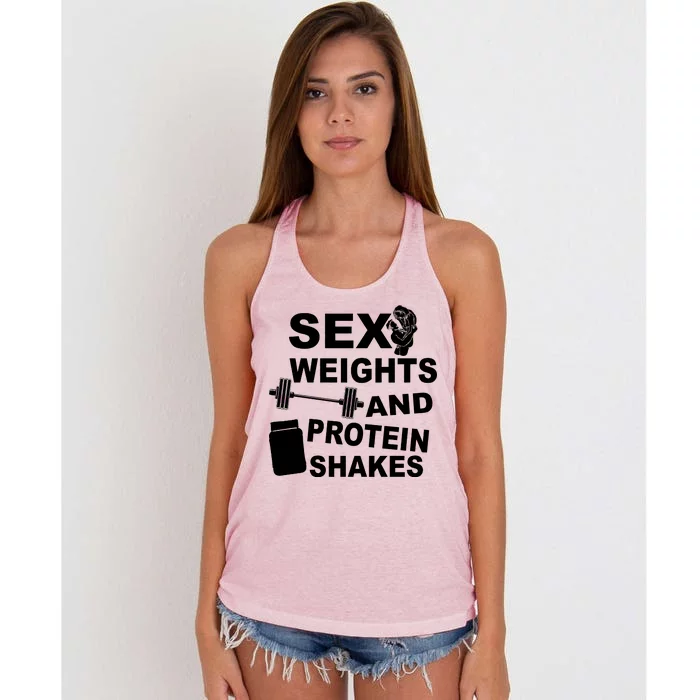 Sex Weights Protein Shakes Women's Knotted Racerback Tank