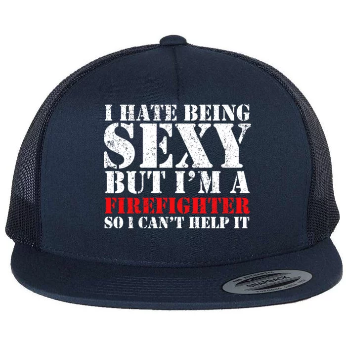 Sexy Firefighter Flat Bill Trucker Hat