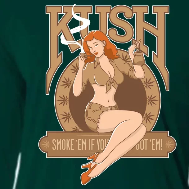 Sexy Lady Kush Smoke Marijuana Cooling Performance Long Sleeve Crew