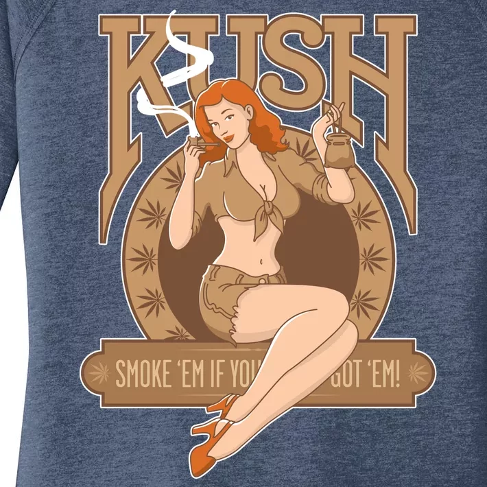 Sexy Lady Kush Smoke Marijuana Women's Perfect Tri Tunic Long Sleeve Shirt