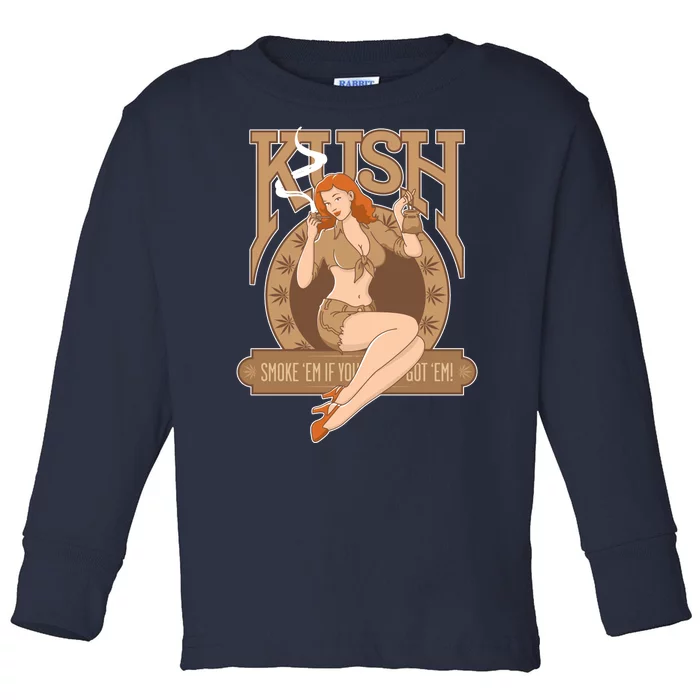 Sexy Lady Kush Smoke Marijuana Toddler Long Sleeve Shirt