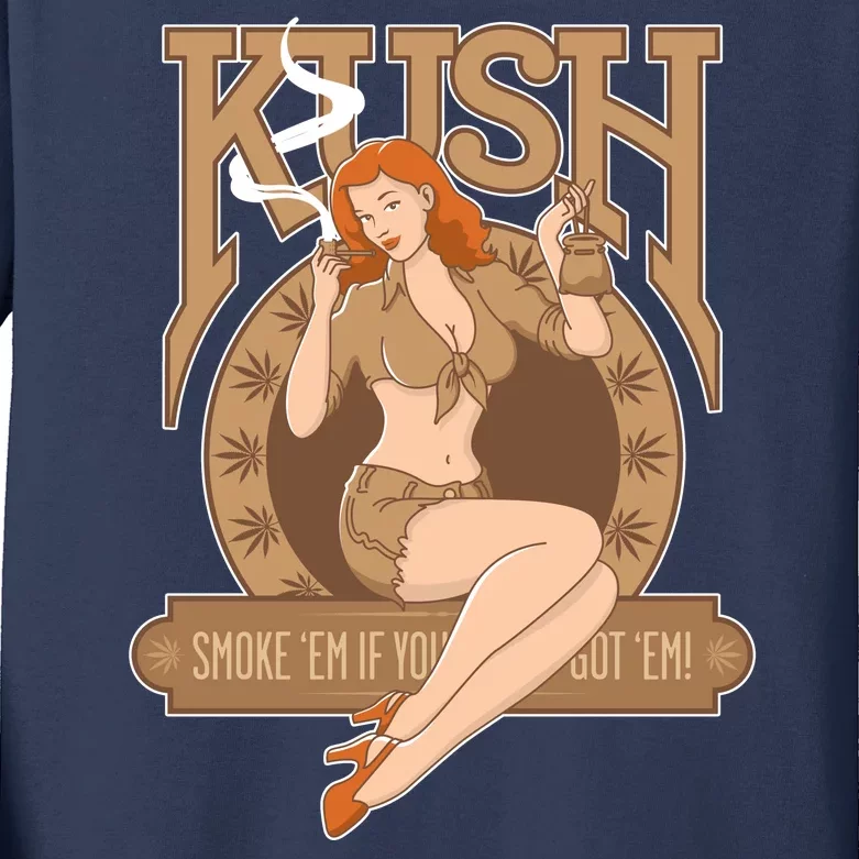 Sexy Lady Kush Smoke Marijuana Kids Long Sleeve Shirt