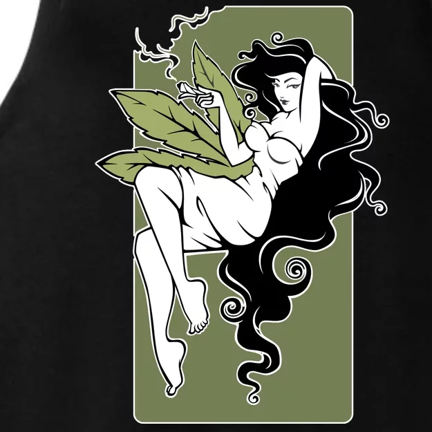 Sexy Lady Smoking Cannabis Dress Ladies Tri-Blend Wicking Tank