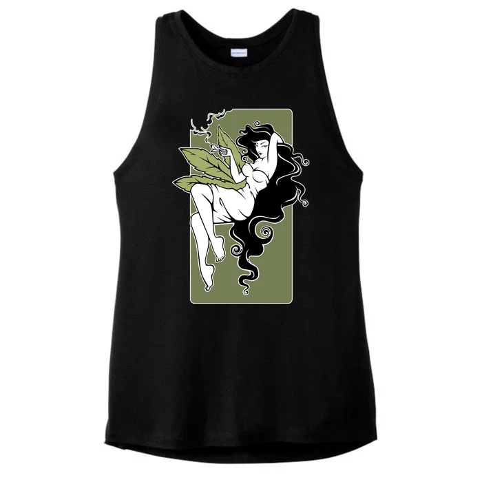 Sexy Lady Smoking Cannabis Dress Ladies Tri-Blend Wicking Tank