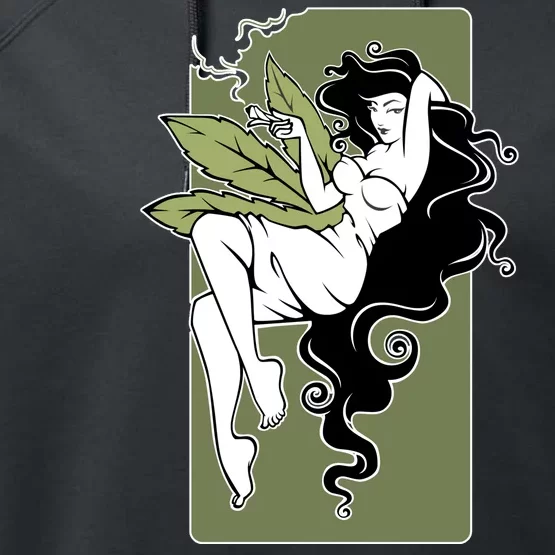 Sexy Lady Smoking Cannabis Dress Performance Fleece Hoodie