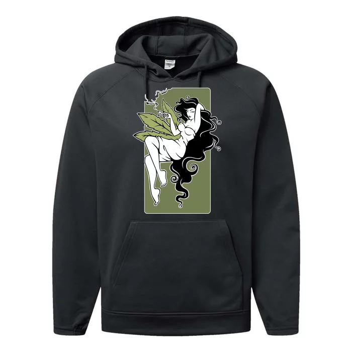 Sexy Lady Smoking Cannabis Dress Performance Fleece Hoodie