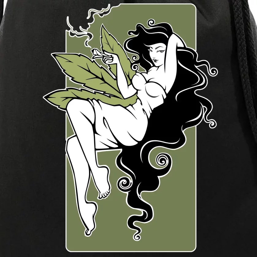 Sexy Lady Smoking Cannabis Dress Drawstring Bag