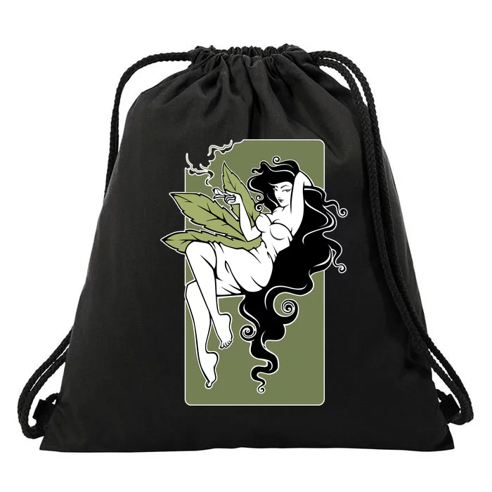 Sexy Lady Smoking Cannabis Dress Drawstring Bag