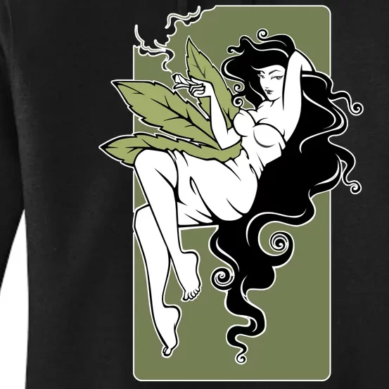 Sexy Lady Smoking Cannabis Dress Women's Pullover Hoodie