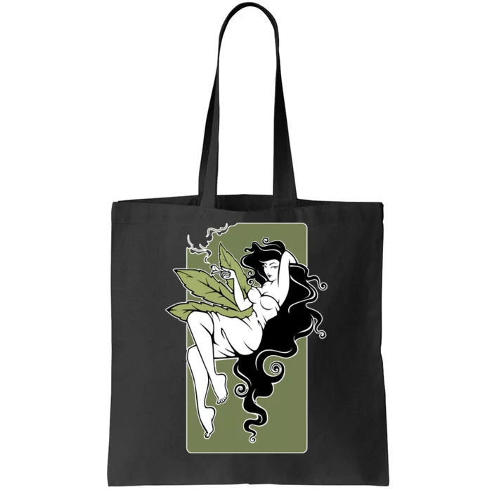 Sexy Lady Smoking Cannabis Dress Tote Bag