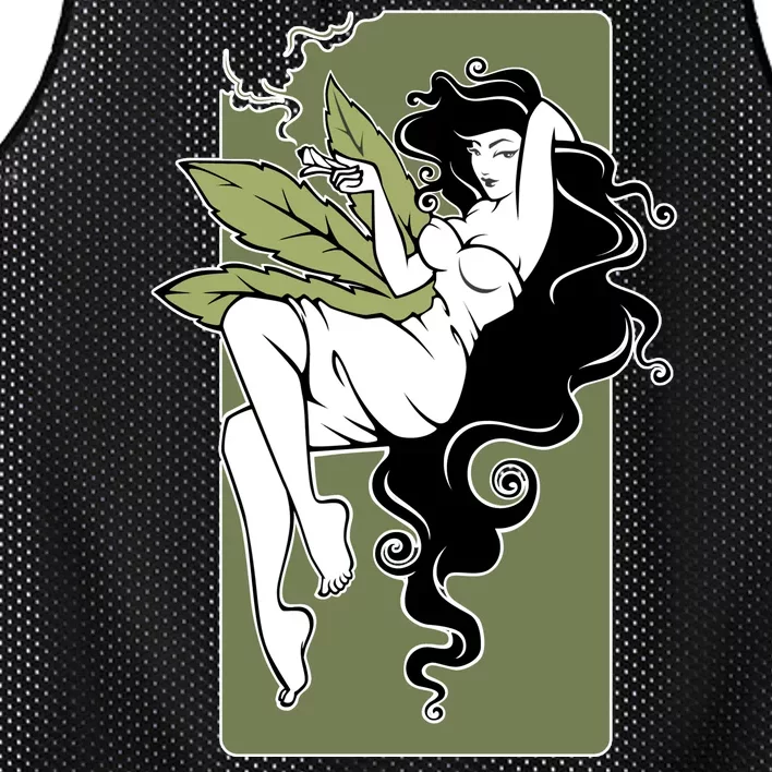 Sexy Lady Smoking Cannabis Dress Mesh Reversible Basketball Jersey Tank