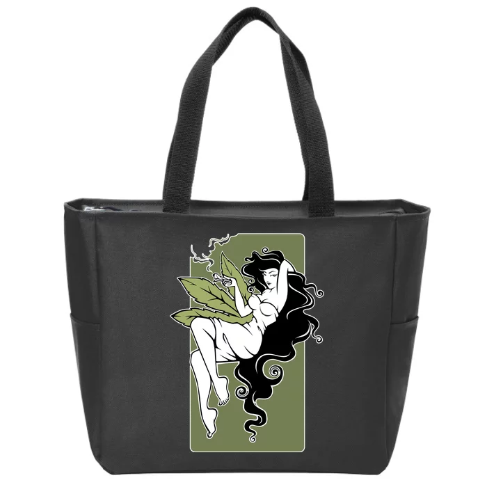 Sexy Lady Smoking Cannabis Dress Zip Tote Bag