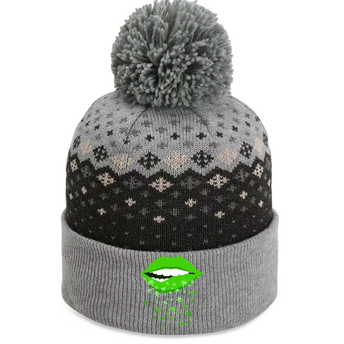 Sexy Lips Cannabis Marijuana Weed The Baniff Cuffed Pom Beanie