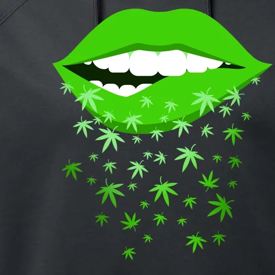 Sexy Lips Cannabis Marijuana Weed Performance Fleece Hoodie