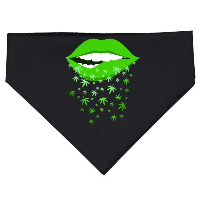 Sexy Lips Cannabis Marijuana Weed USA-Made Doggie Bandana