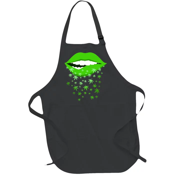 Sexy Lips Cannabis Marijuana Weed Full-Length Apron With Pocket