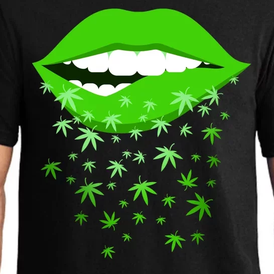 Sexy Lips Cannabis Marijuana Weed Pajama Set