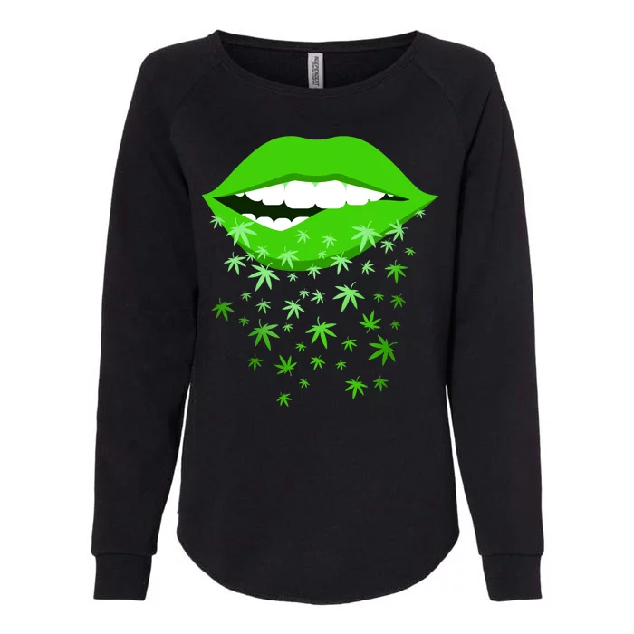 Sexy Lips Cannabis Marijuana Weed Womens California Wash Sweatshirt