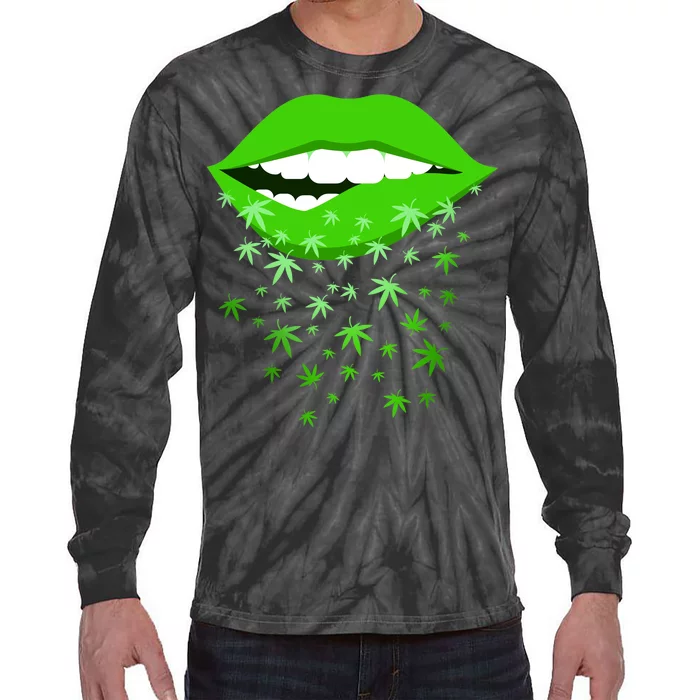 Sexy Lips Cannabis Marijuana Weed Tie-Dye Long Sleeve Shirt