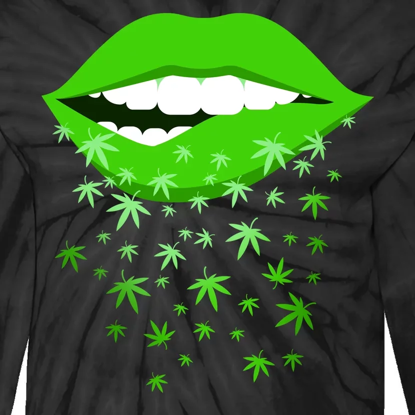 Sexy Lips Cannabis Marijuana Weed Tie-Dye Long Sleeve Shirt