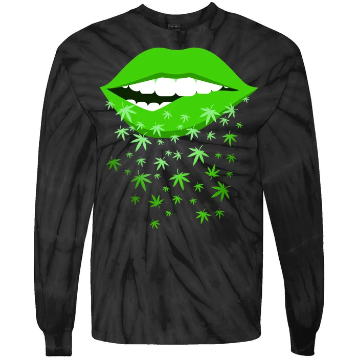 Sexy Lips Cannabis Marijuana Weed Tie-Dye Long Sleeve Shirt