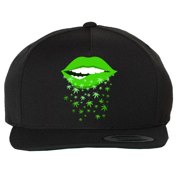 Sexy Lips Cannabis Marijuana Weed Wool Snapback Cap