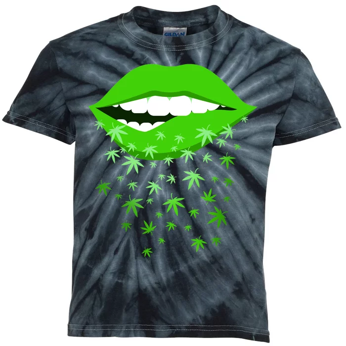 Sexy Lips Cannabis Marijuana Weed Kids Tie-Dye T-Shirt